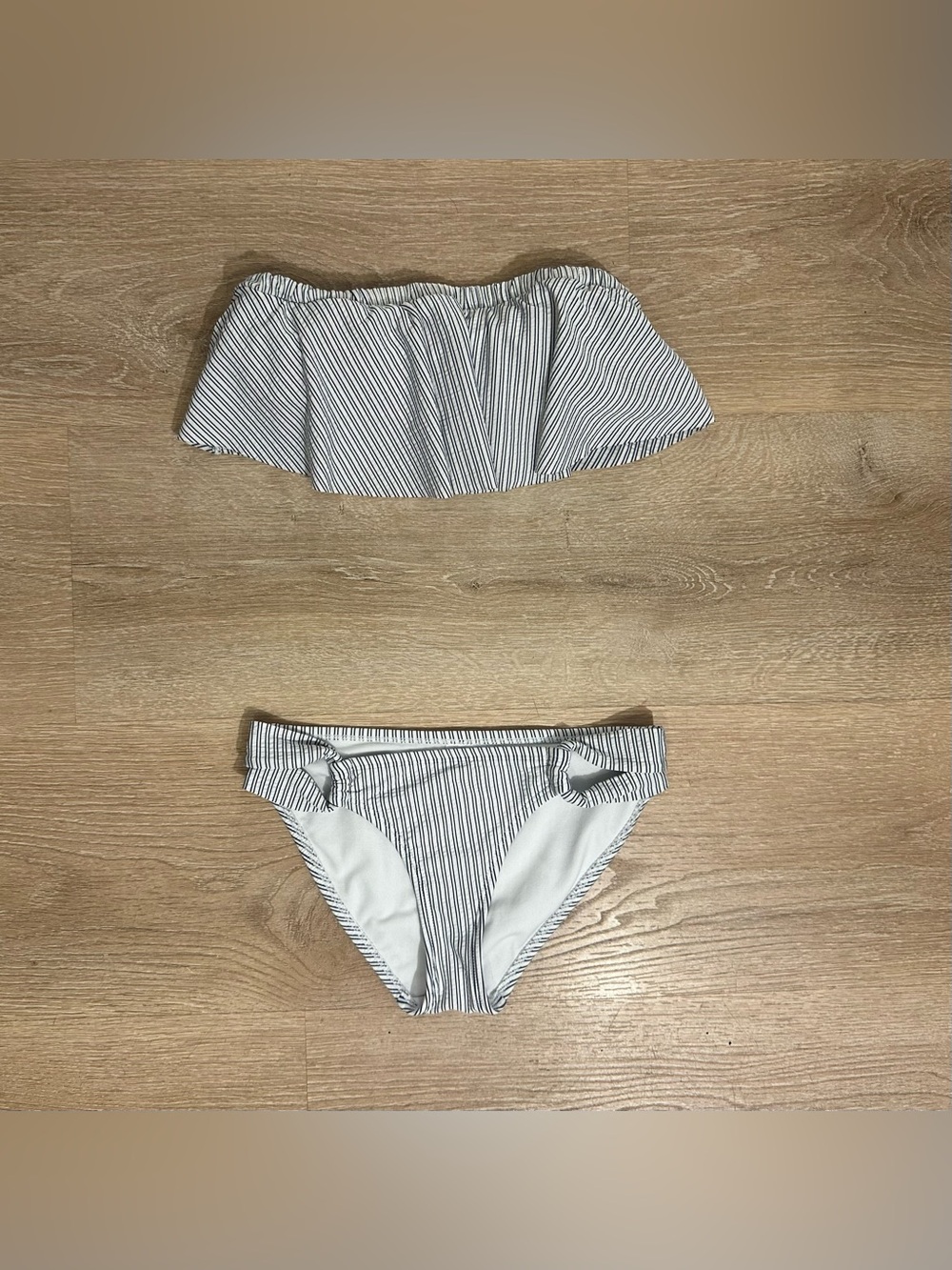 Xhilaration White and Black Stripe Girls Two-Piece Swim Set